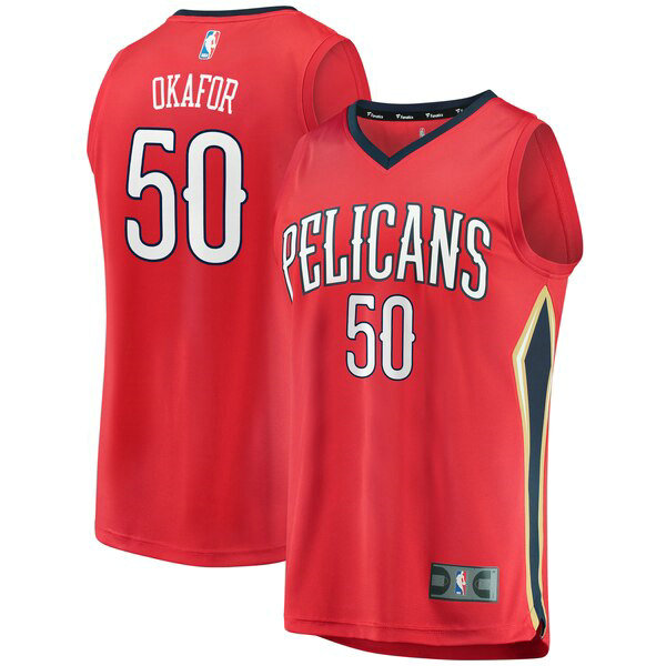 Maillot New Orleans Pelicans Homme Emeka Okafor 50 Statement Edition Rouge